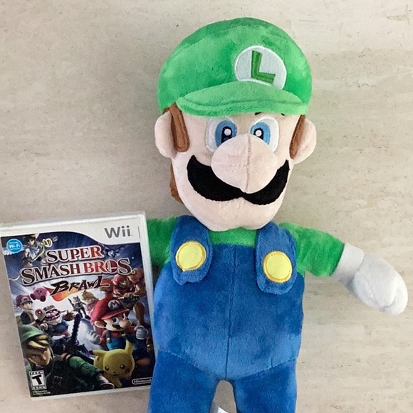 Super Smash Bros Brawl Nintendo Wii Game & Luigi Plush Plushie Lot Of 2 - Picture 2 of 11